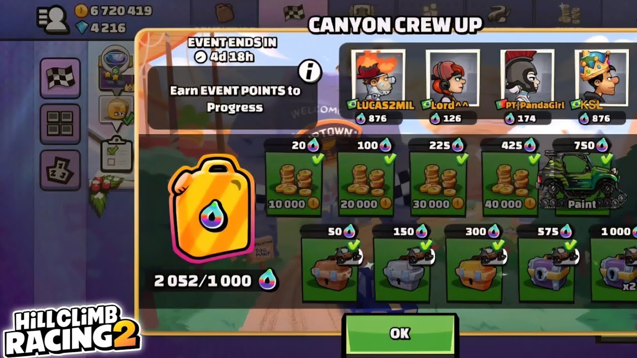 CANYON CREW UP! Play the Public Event to earn points and progress - Hill Climb Racing 2
