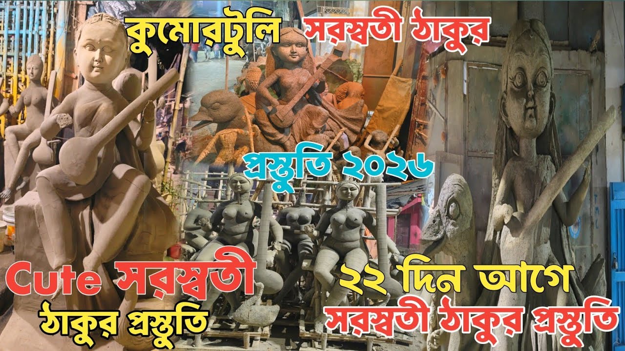 Saraswati Puja 2026 | কুমোরটুলিতে Cute সরস্বতী ঠাকুর প্রস্তুতি | Saraswati Takur preparation