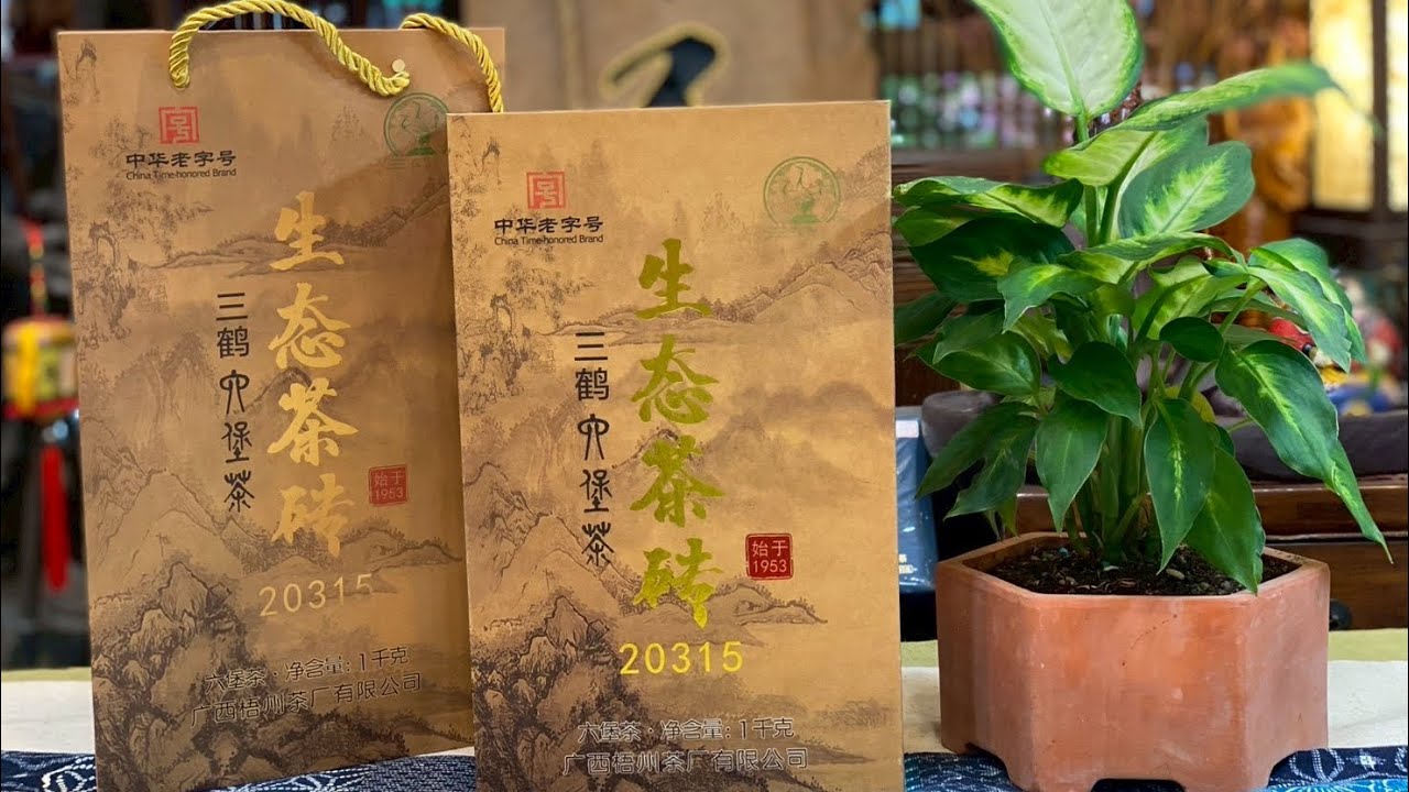 ［廣西六堡茶賞析］2023年廣西三鶴六堡茶20315生態茶磚禮盒（1000克）