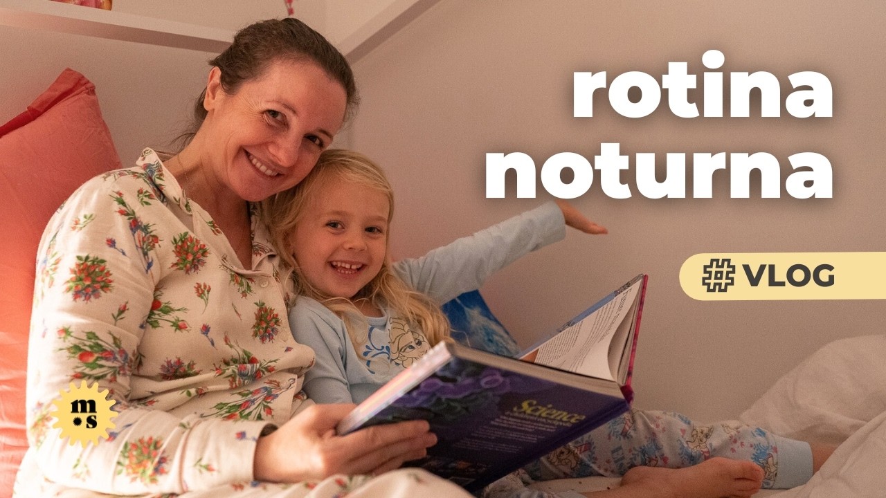 Rotina noturna com duas crianças