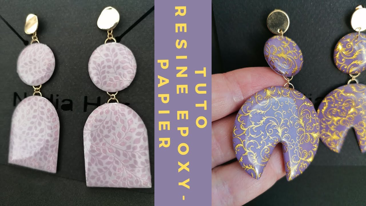 Tuto résine époxy et papier-Boucles d'oreilles facile.
