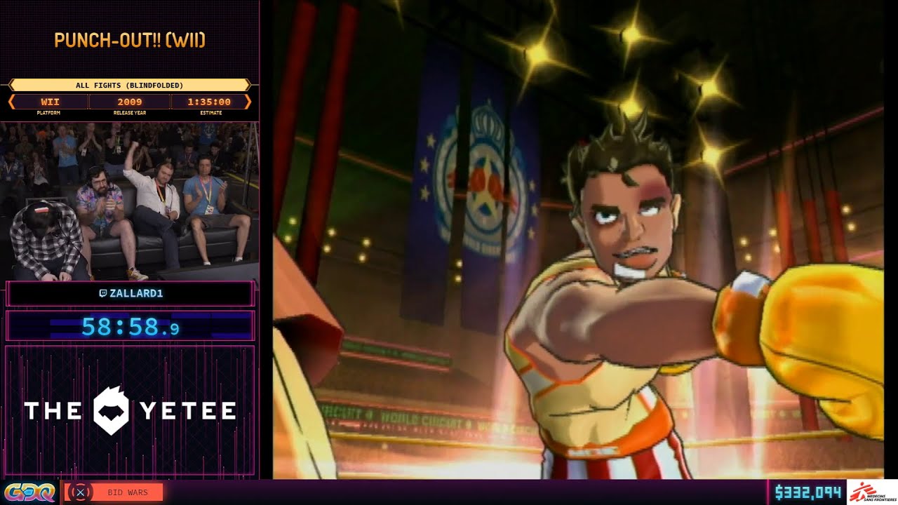 Punch-Out!! (Wii) - Blindfolded Full-Game Speedrun performed at SGDQ 2019 [1:10:16]