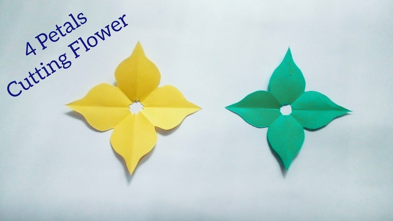 Simple & Easy Handmade Cutting Flower | How to Cut 4 Petals Paper Origami→2