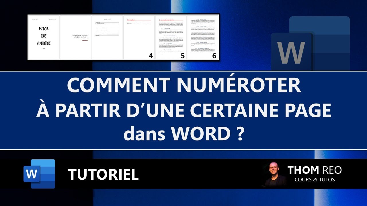 NUMÉROTER à partir de l'INTRODUCTION (ou autre page) dans WORD - Tutoriel facile