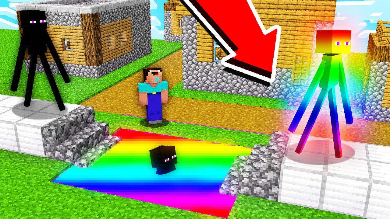 Minecraft NOOB vs PRO: HOW NOOB CREATE SUPER SECRET RAINBOW ENDERMAN IN VILLAGE!? 100% TROLLING