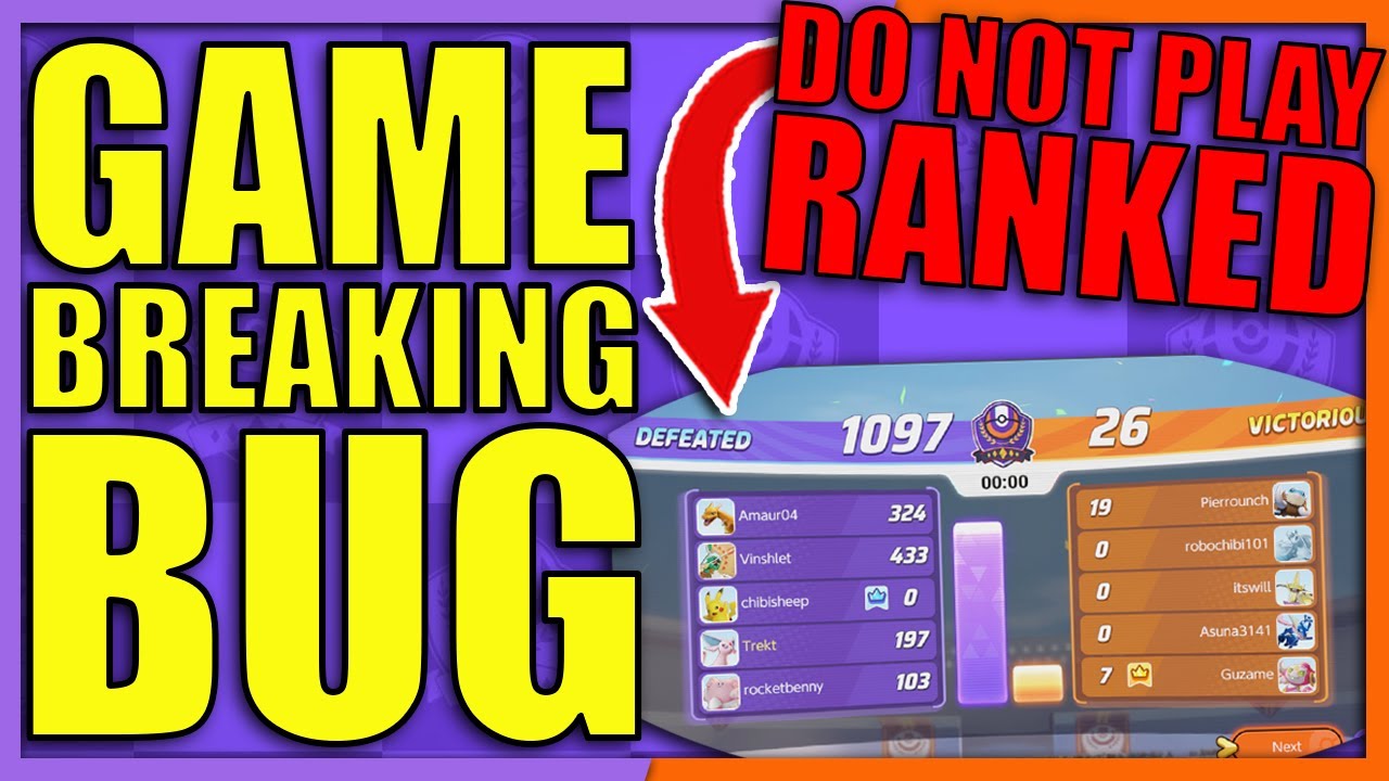 GAME BREAKING BUG!! PLAY RANKED AT YOUR OWN RISK | Pokemon Unite