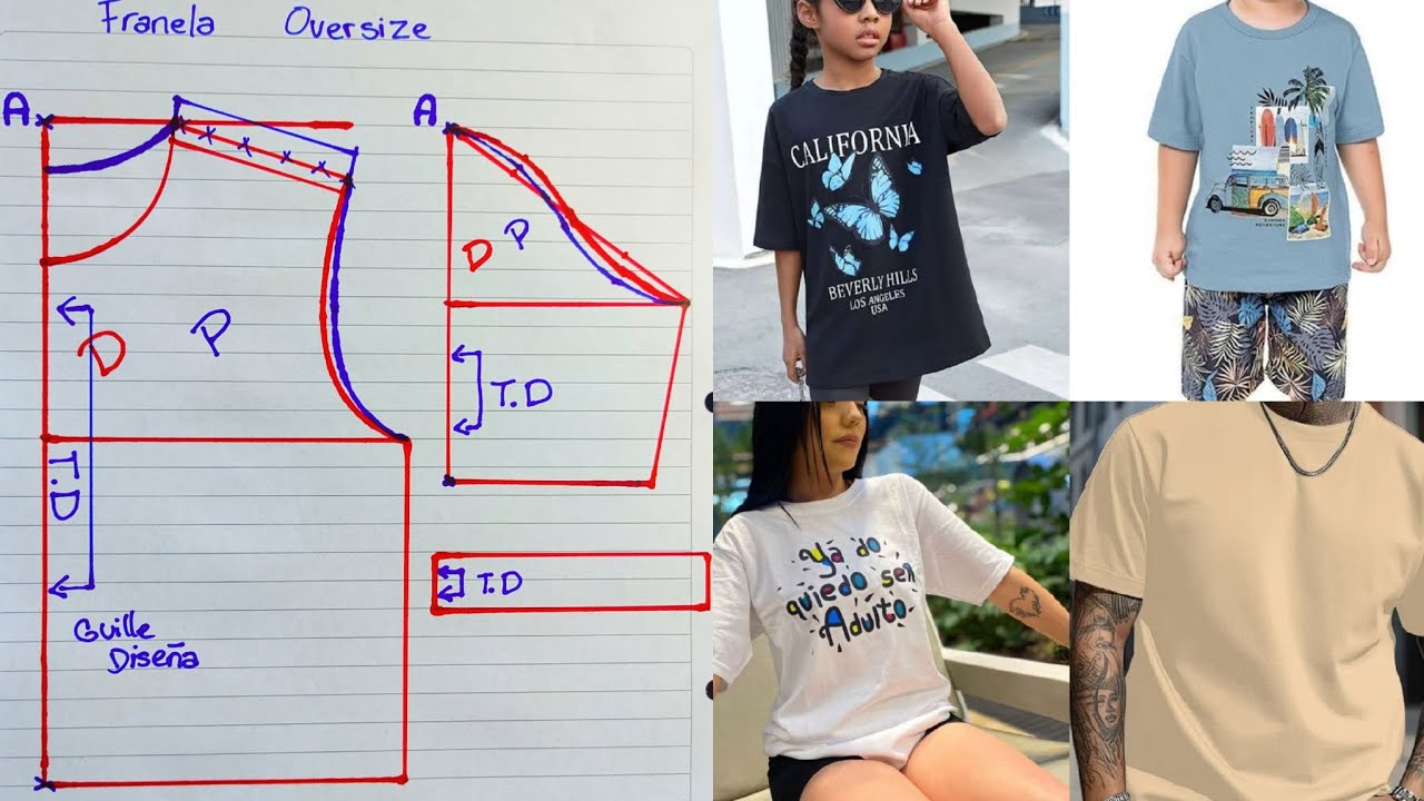 patr&oacute;n de franela, playera ( OVERSIZE ) #oversize  #tutorial #patrones #costura #coser #patronaje