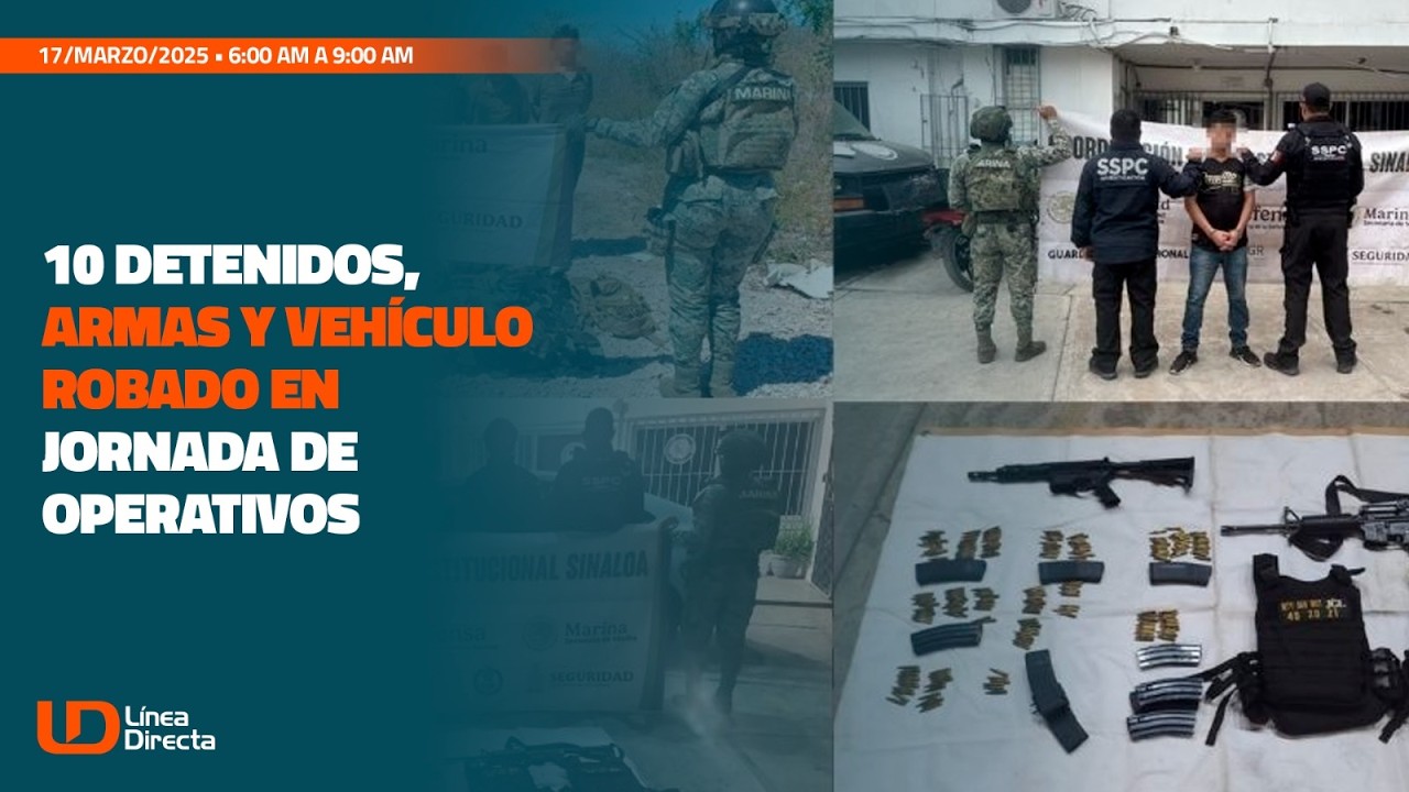 10 detenidos, armas y vehículo robado en jornada de operativos