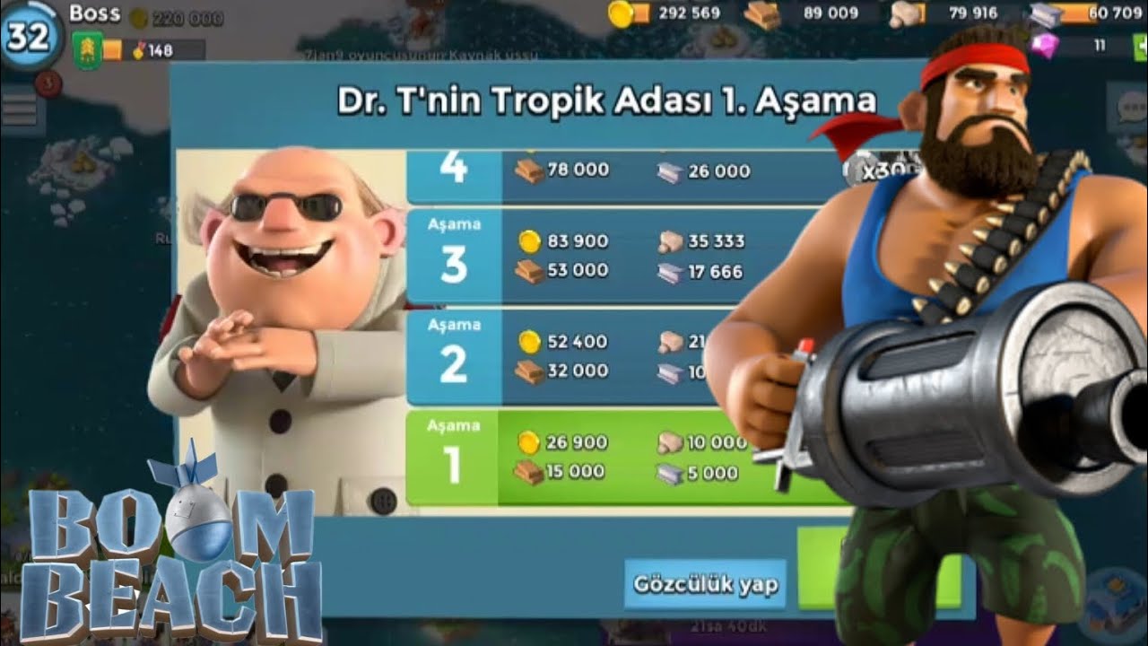 Dr.T'nin Tropik Adası Saldırıları-Boom Beach #boombeachstrategy #boombeach