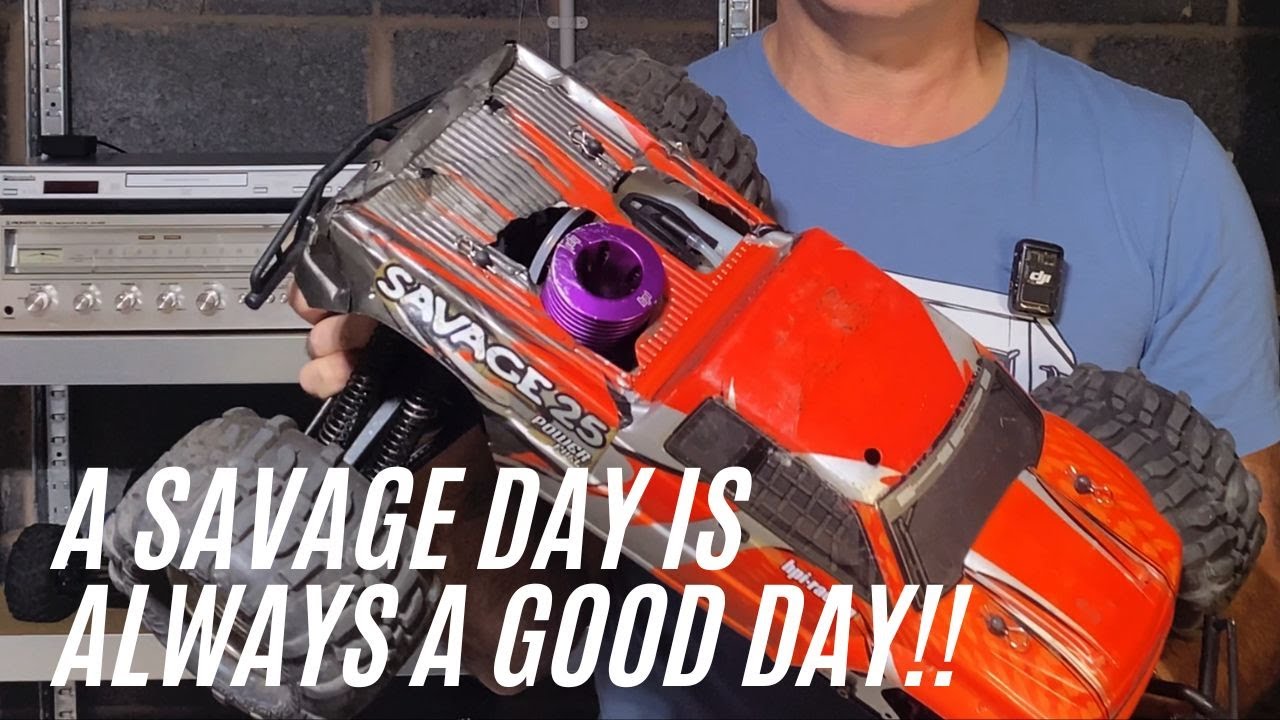 HPI Savage 25 MONSTER Nitro truck  - getting it started and a quick engine tune before a run out