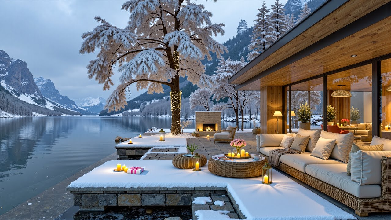 Winter Jazz Sanctuary ❄️ Peaceful Lakeside Cabin Ambience with Gentle Jazz Music for Stress Relief