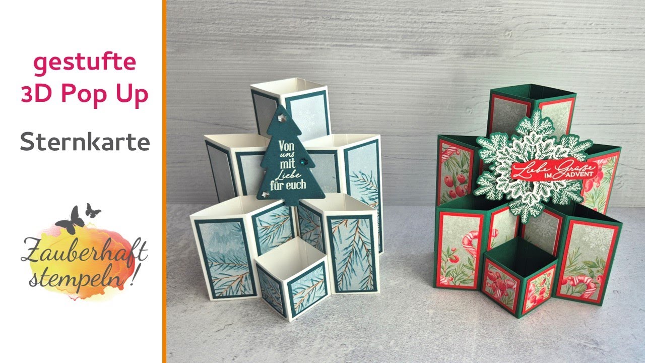 Tiered 3D Pop Up Star Card | gestufte 3D PopnUp Sternkarte mit Geschenkbox | WEIHNACHTSNOSTALGIE DIY