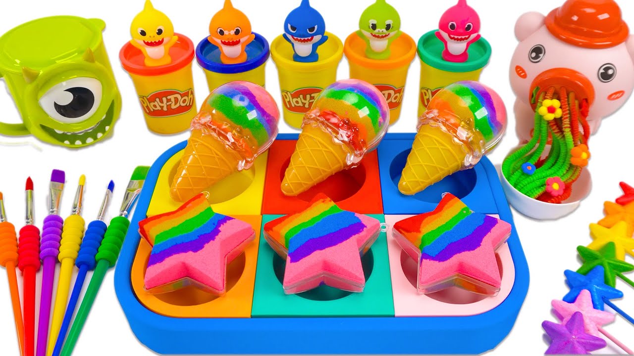 Satisfying Video | How to make Kinetic Sand Ice Cream mixing Star & Cutting ASMR | Kinetic Sand ASMR