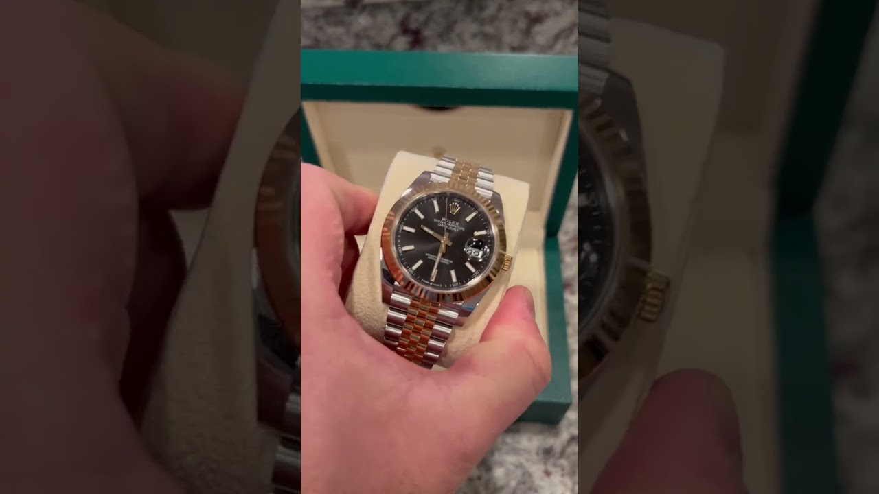 Brand New 2022 Rolex Datejust 41mm Two Tone Yellow Gold Black Dial. 126333 #datejust #rolex #watch