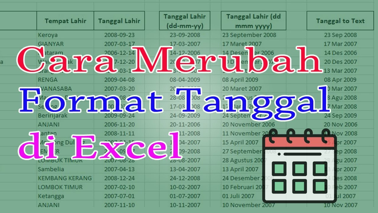 Cara Merubah Format Tanggal di Excel