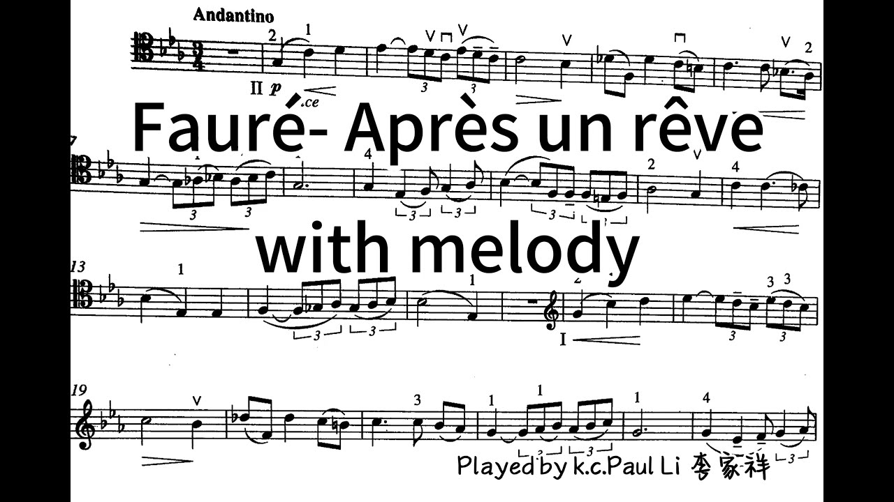Fauré- Après un rêve Cello/Piano Accomp.