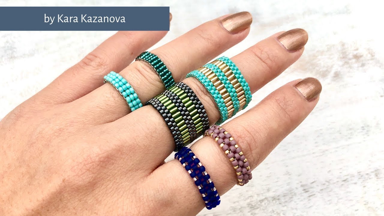 3 types of ring bands | DIY beaded bands | 3 types of beading stitches