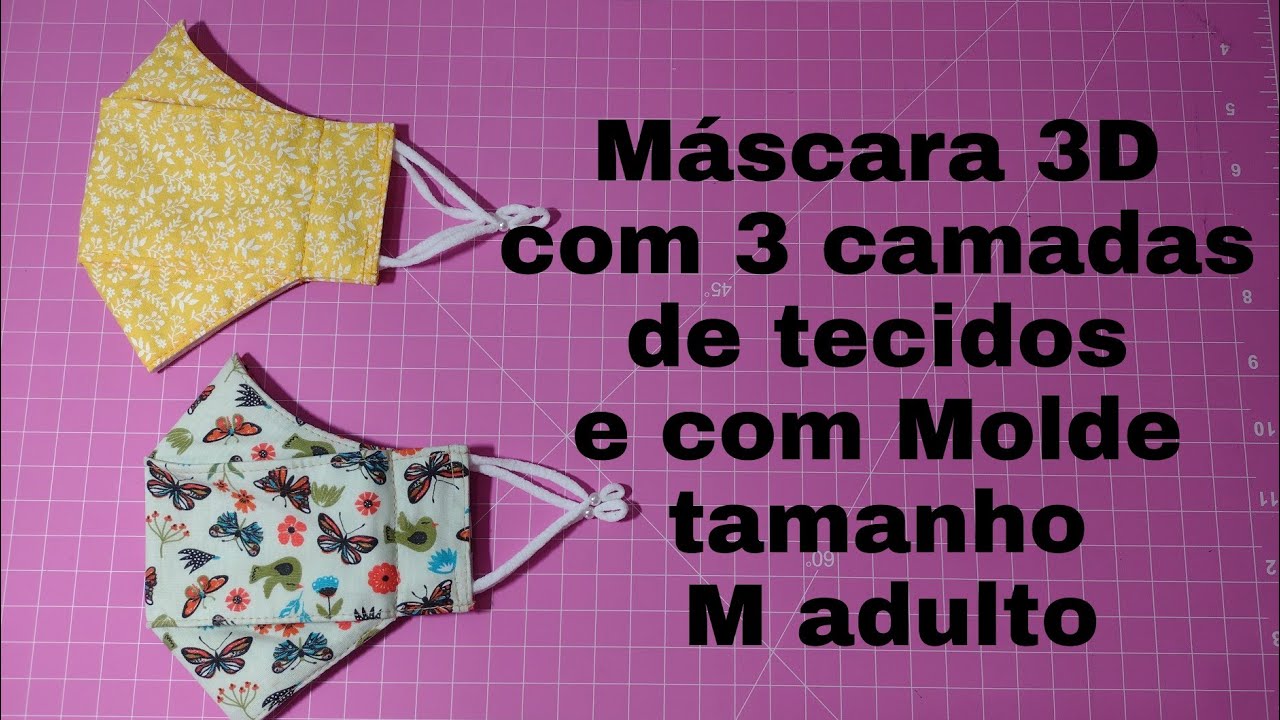 Nova Máscara 3D com três camadas de tecidos tamanho M adulto