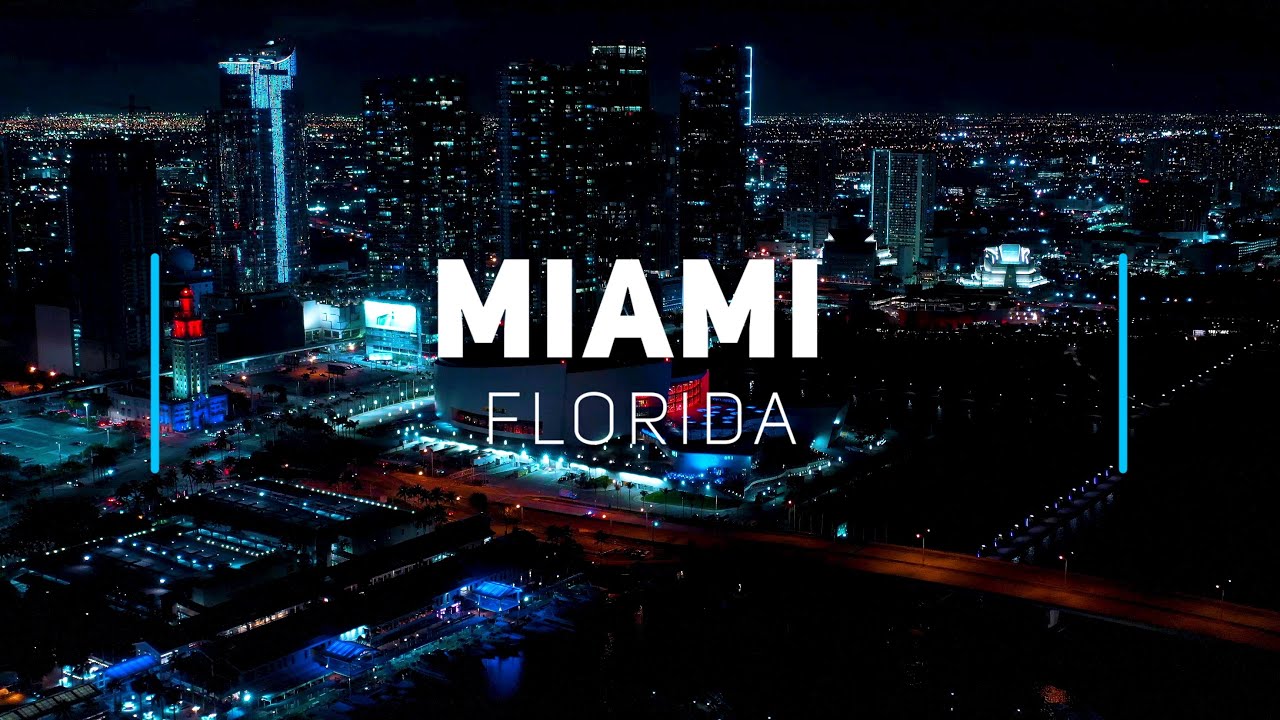 Miami by night, Florida | 4K drone footage