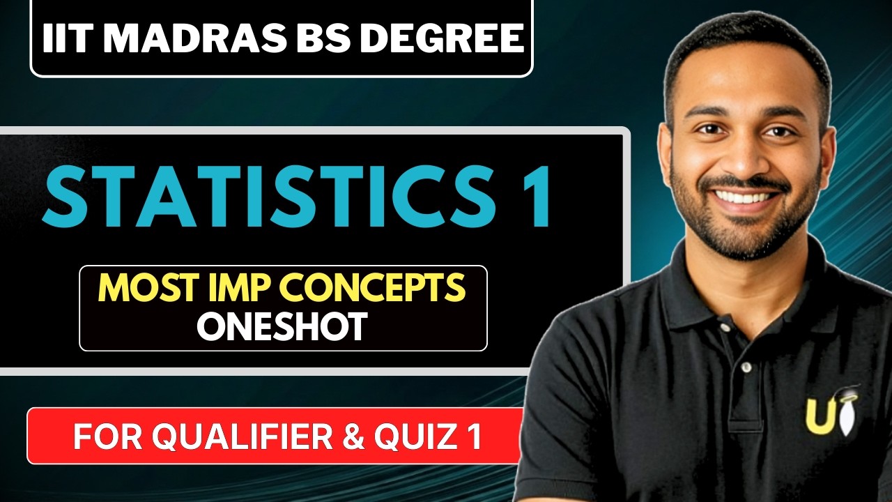 Statistics 1  in ONE SHOT | All Concepts covered for  QUALIFIER / QUIZ 1 | IIT Madras BS Degree