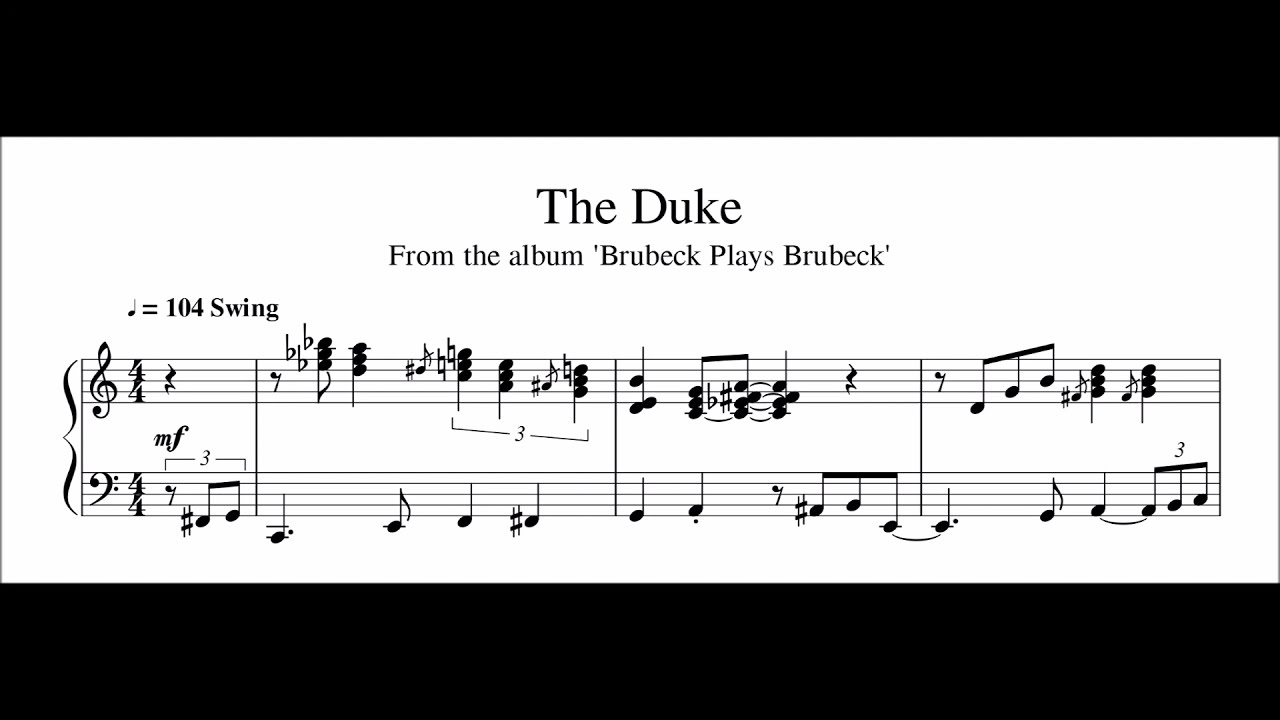 Dave Brubeck - The Duke - Piano Transcription (Sheet Music in Description)