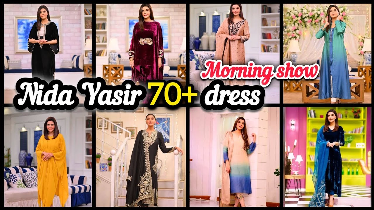 70+ morning show dresses of Nida Yasir/Nida Yasir velvet dress/Morning show/ Boutique style dress