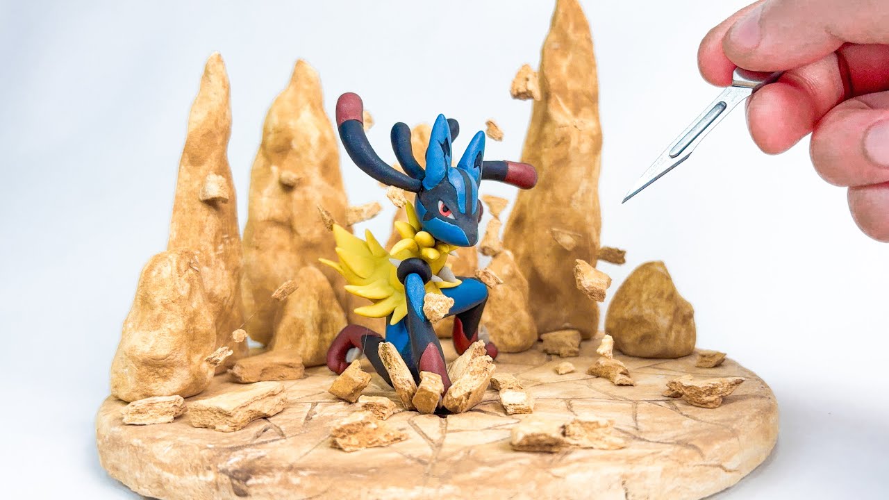 岩が弾け飛ぶメガルカリオのフィギュアを粘土で作る| Pokémon LEGENDS Z-A | 【ポケモン】