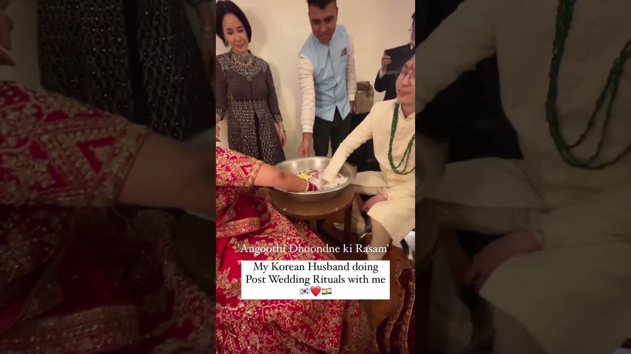 Korean Husband Does Indian Post Wedding Rituals with Me 🇰🇷❤️🇮🇳 #korean   #indian #indianwedding