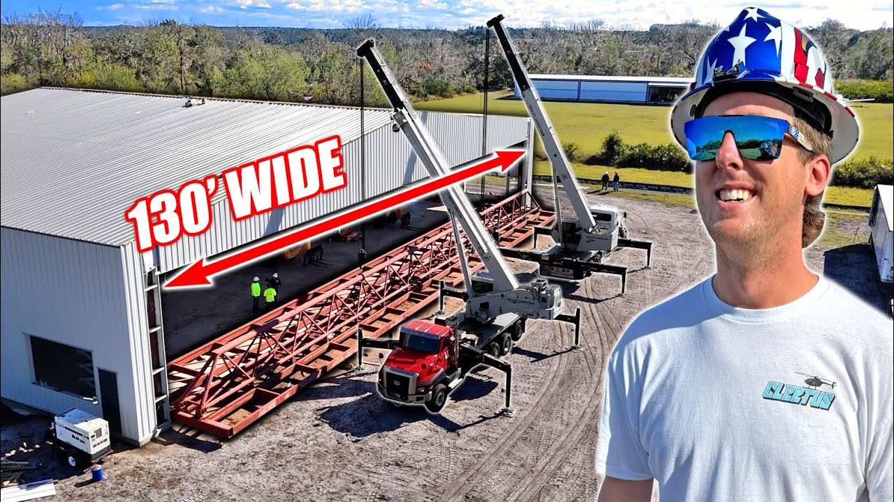 Airport Dream House Ep.5 - 38,000lb Hydraulic Hanger Door, Concrete Column Pours