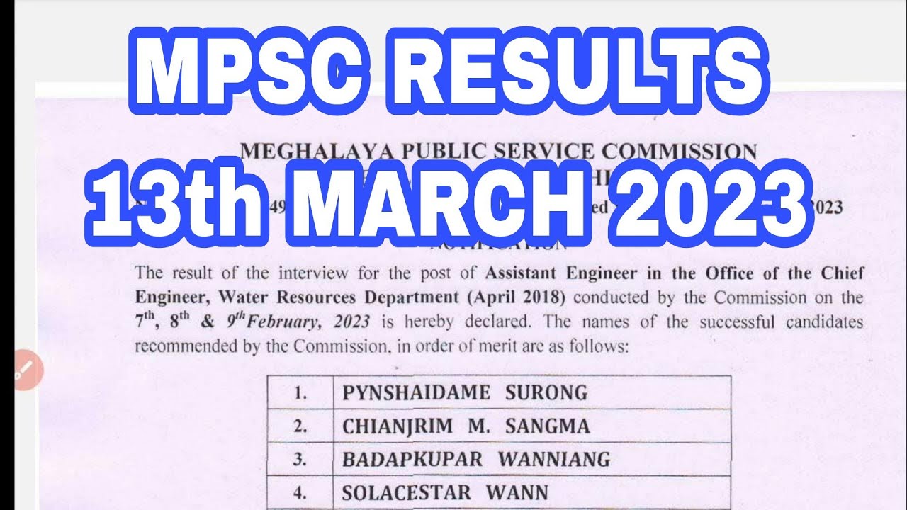 MPSC RESULTS DATE 13 MARCH 2023