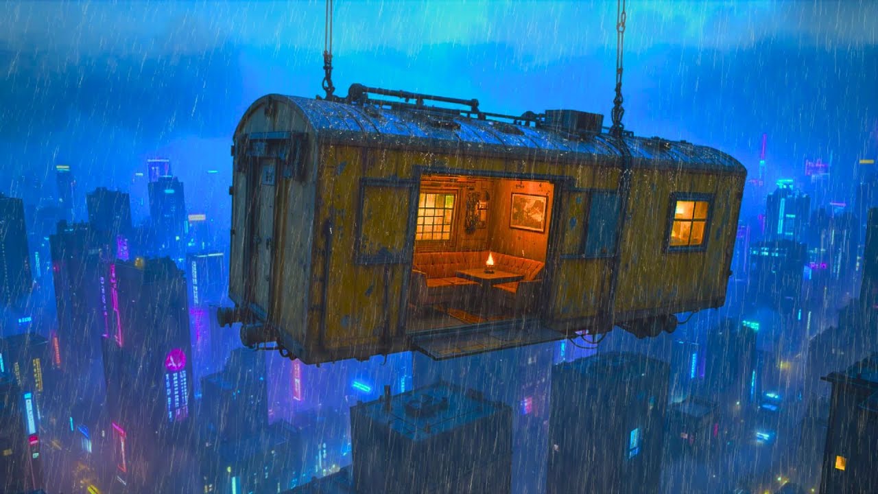 Floating Room in the Rain 🌧️ Cyberpunk ASMR Rain & Lofi for Deep Sleep (No Ads)
