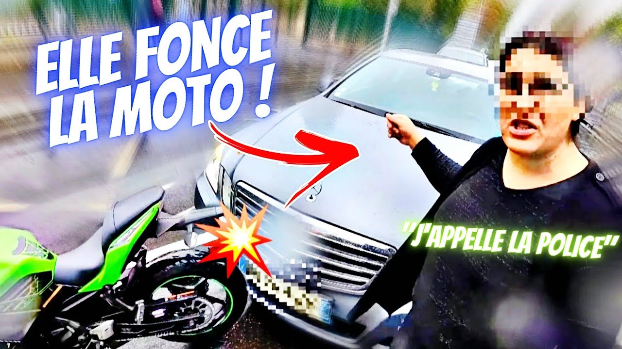 ELLE FONCE SUR LA MOTO ET VEUT APPELER LA POLICE😡!!!
