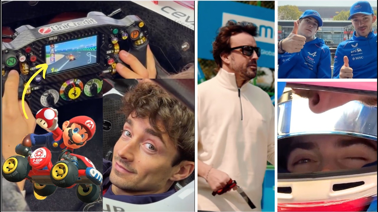 Leclerc playing Mario Kart on his steering wheel? F1 drivers arriving at the paddock club in CHINA