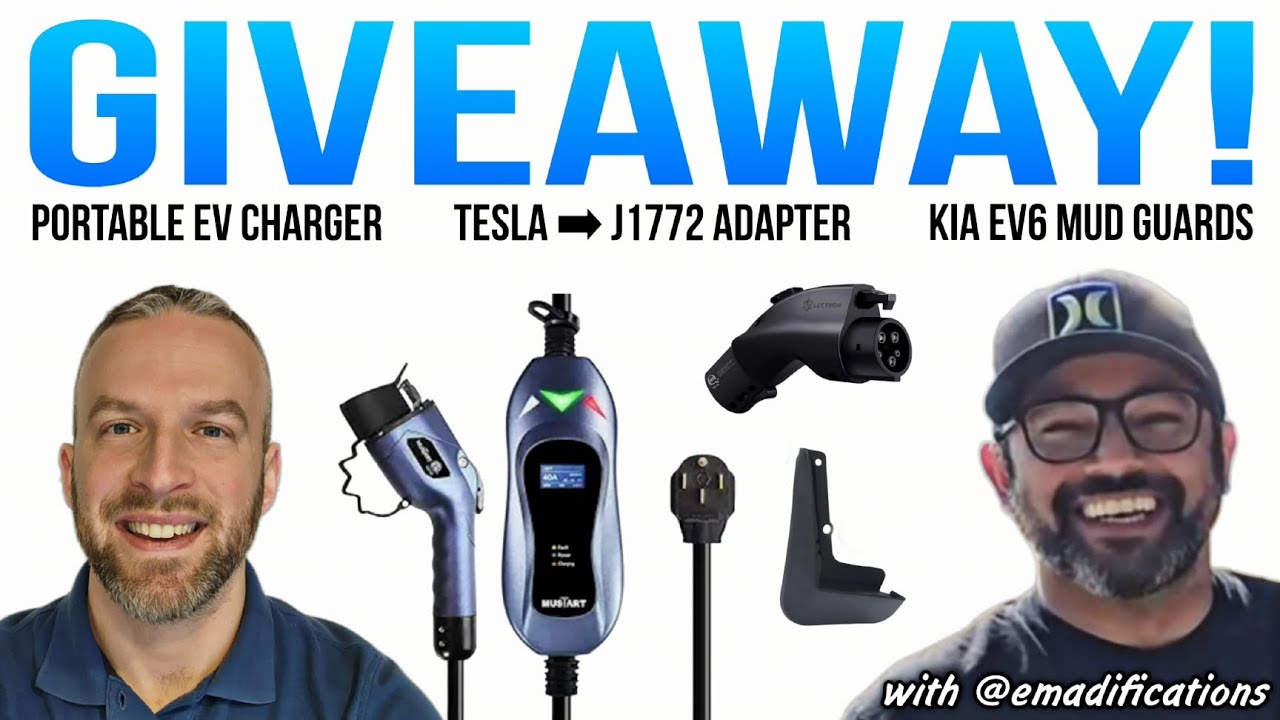 GIVEAWAY 😀 EV Charger + Tesla ➡ J1772 Adapter + Mud Guards | Teaming Up with @Emadifications