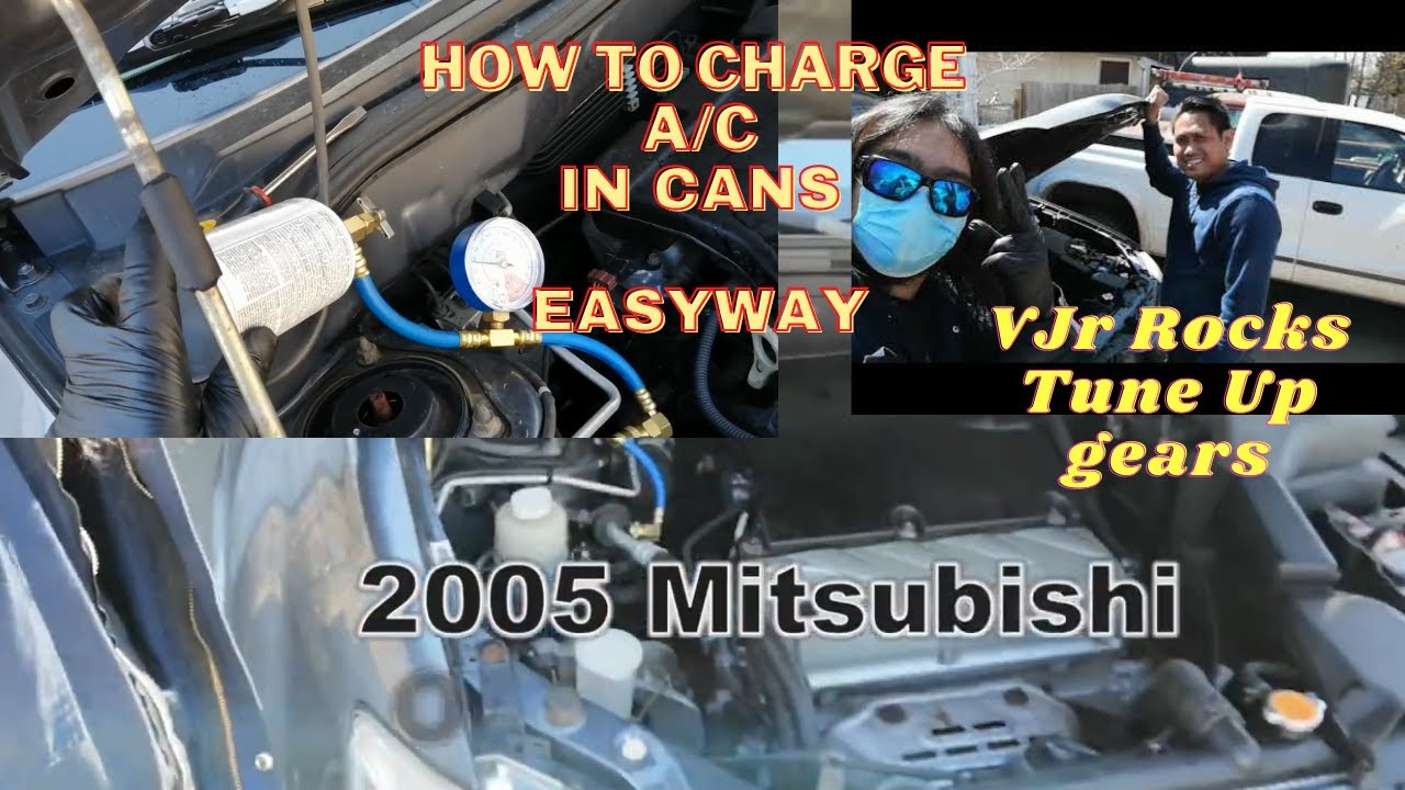 How to Charge A/C  in a can  ( MITSUBISHI OUTLANDER 2005)