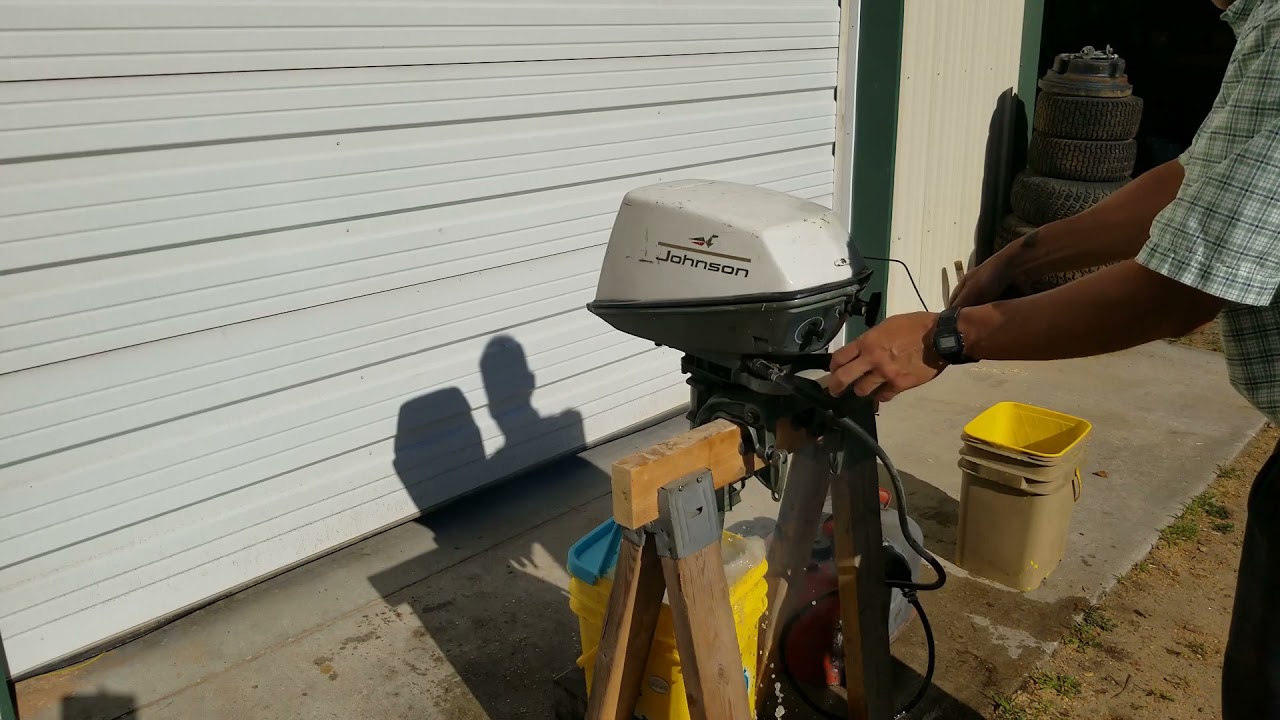 5-hp Johnson outboard boat motor startup and demo
