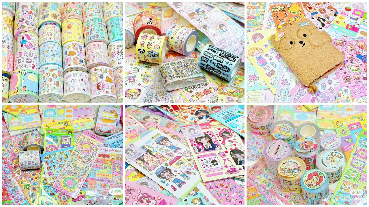 Unbox mini kawaii sticker haul🎁ASMR unboxing stickers journal compilation