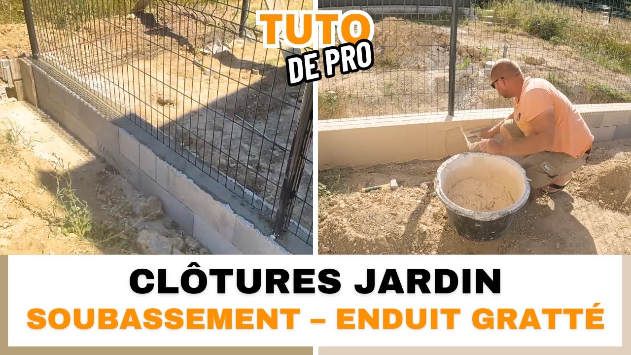 Comment poser une clôture rigide et construire un muret de soutènement, finition enduit gratté