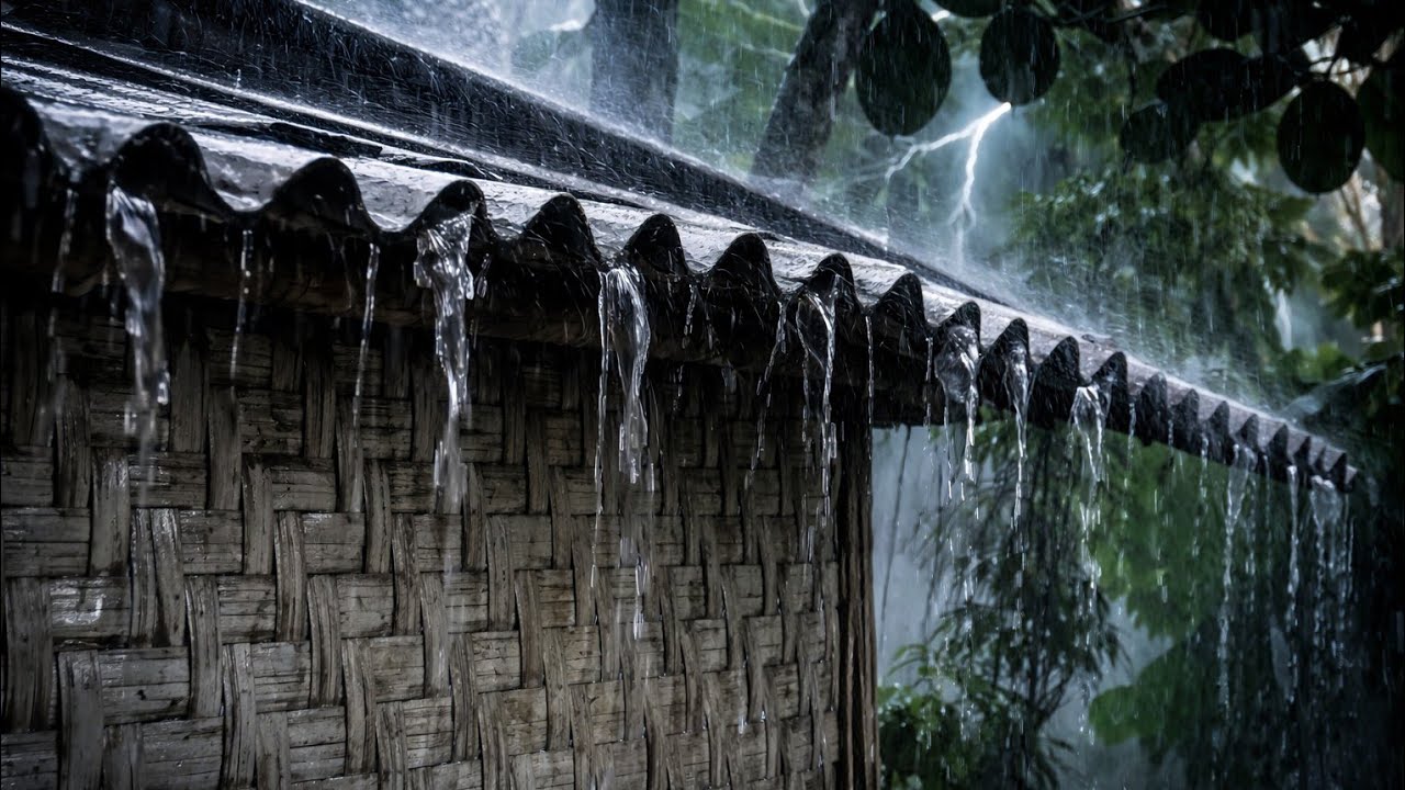 Звуки сильного дождя по жестяной крыше для сна 🌧️ Белый шум дождя для расслабления, учебы и