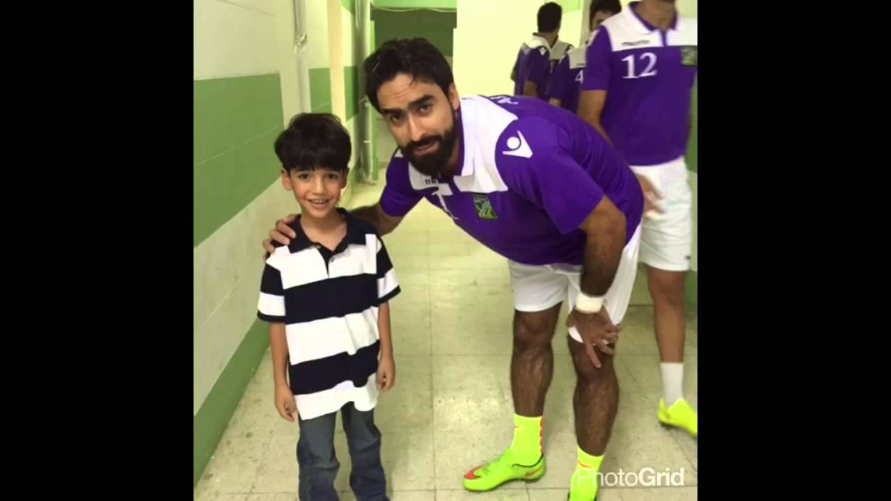 Hassan with his favorite players at Alarabi club in Kuwait city