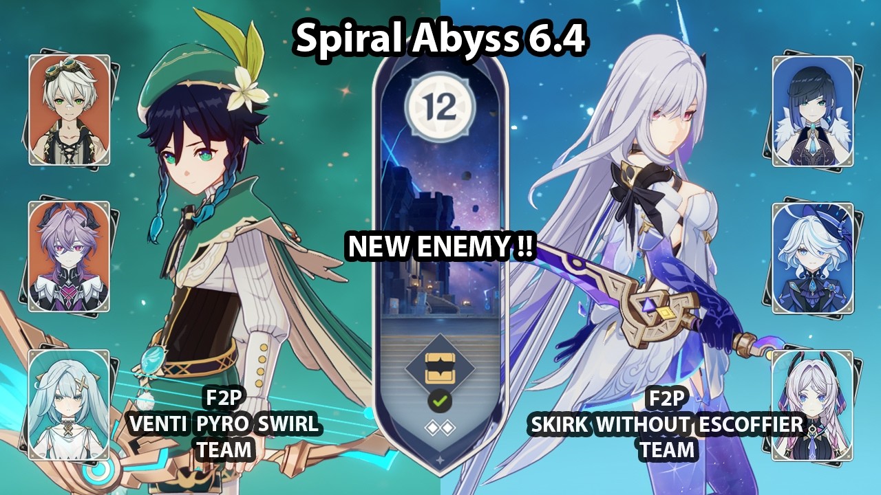 F2p C0 VENTI PYRO SWIRL TEAM &  SKIRK WITHOUT ESCOFFIER TEAM | NEW Spiral Abyss 6.4 | Genshin Impact