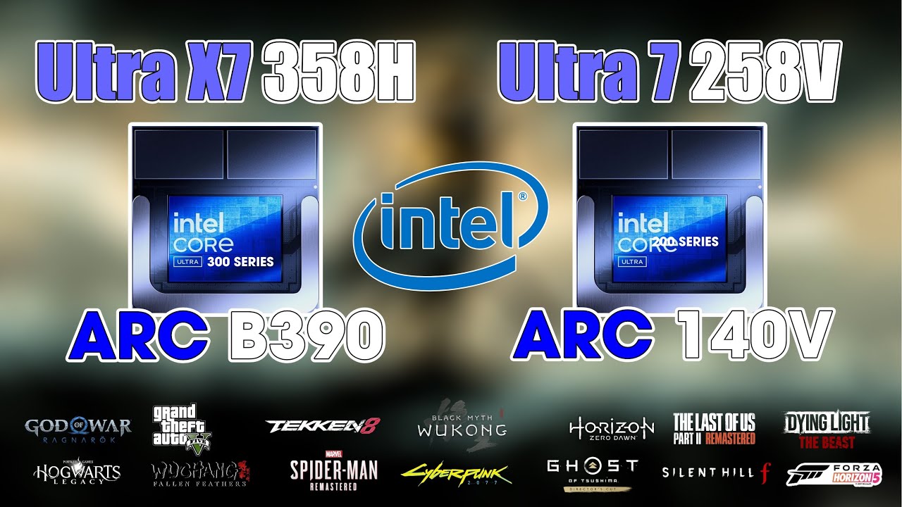 Intel Core Ultra X7 358H vs Intel Core Ultra 7 258V: Arc B390 vs Arc 140V Gaming Battle TDP 30W!