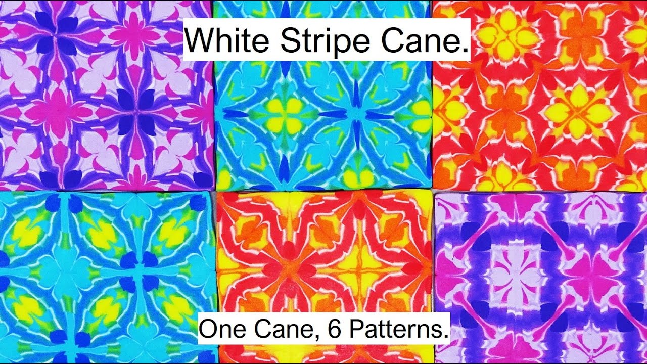 White Stripe Cane, 6 Ways, in Polymer Clay, a Tutorial