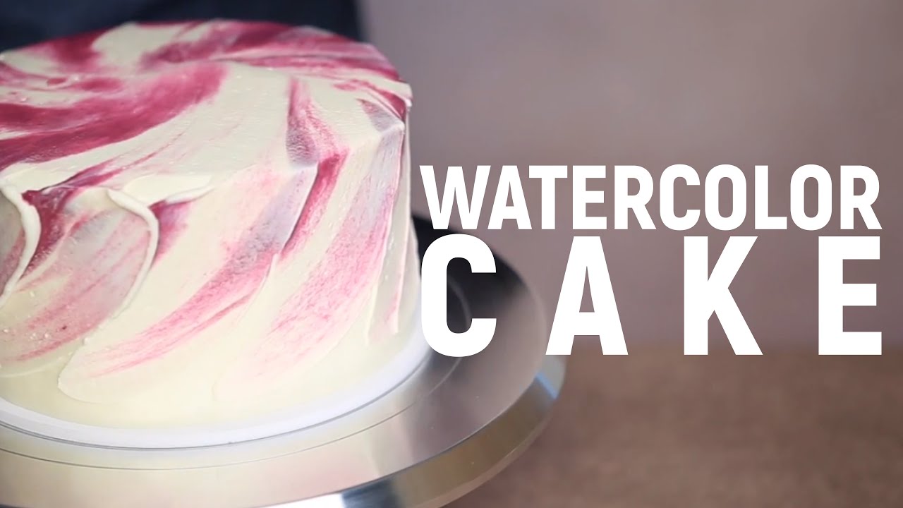 Watercolor cake. Minimalistic cake decor in watercolor technique