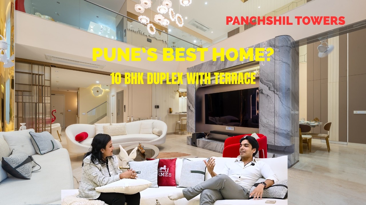 Pune's Best? 10 BHK Duplex Flat Interior Designing in Panchshil Towers Pune. Don't Miss the Terrace!