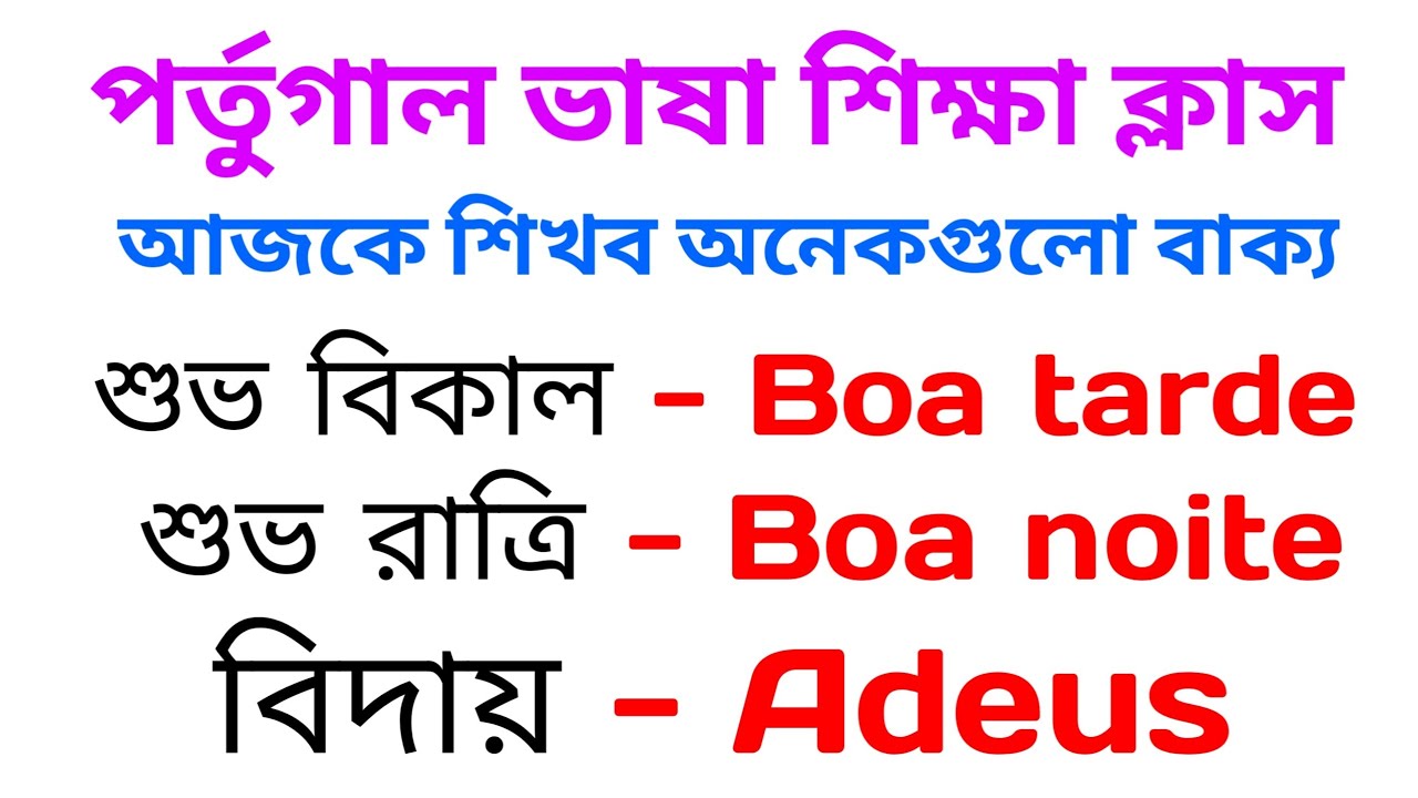 পর্তুগাল ভাষা শিক্ষা আজকের ক্লাস বেশ কিছু বাক্য / Portugal language learning new class for beginner