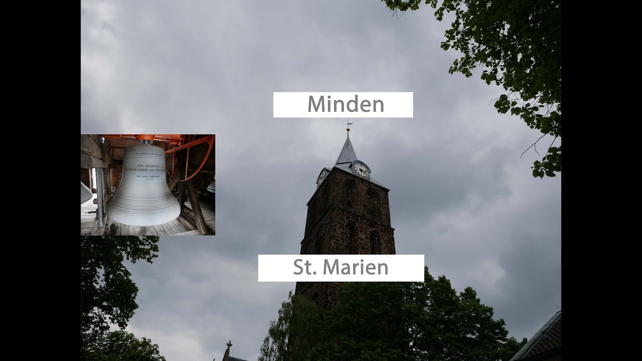 Minden [D.-MI] - Die Glocken der evangelischen Kirche St. Marien, Einzel-&Vollgeläut (Turmaufnahme)