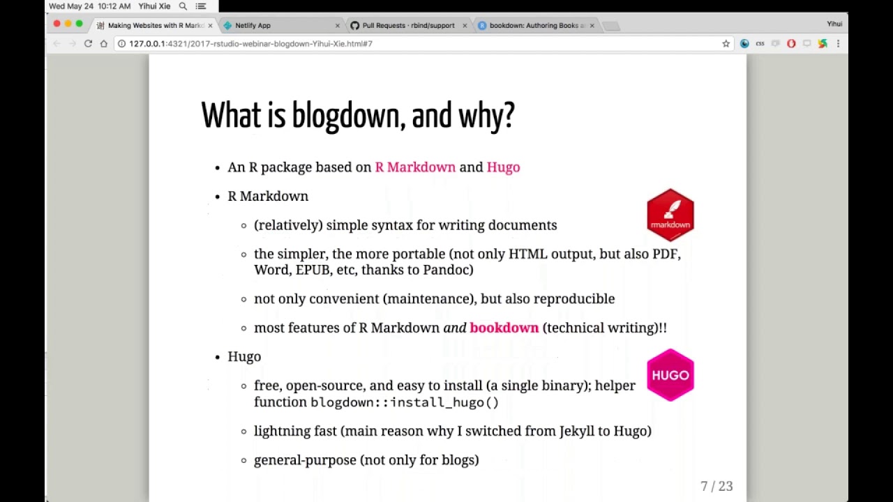Introduction to Blogdown (R Package) | RStudio Webinar - 2017