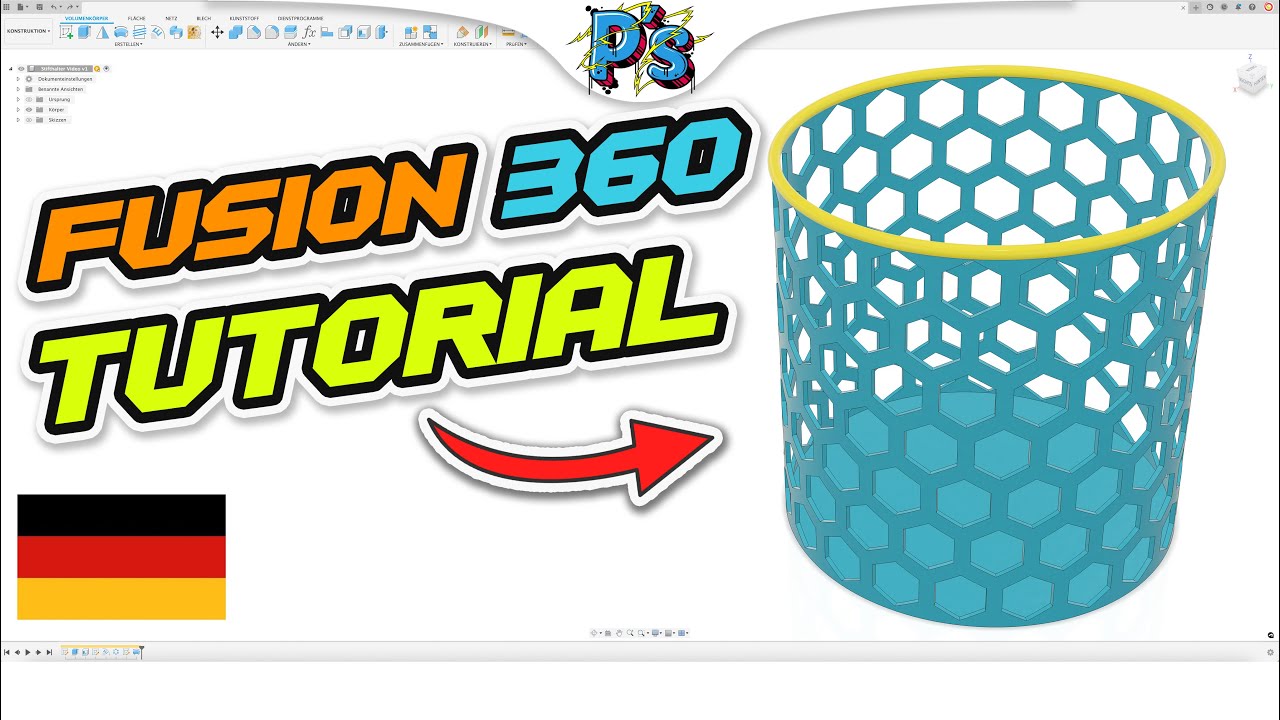 Fusion 360 TUTORIAL DEUTSCH [ANFÄNGER - Wabenstruktur / Stifthalter]