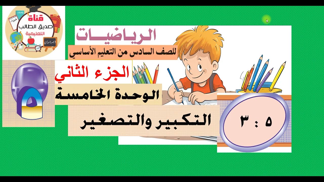 الدرس (5  : 3 )  التكبير والتصغير  -  رياضيات سادس -  الفصل الدراسي الثاني